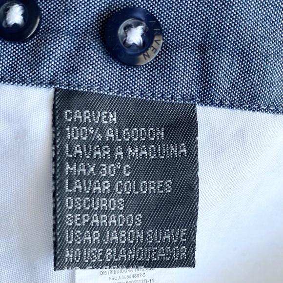 Carven Mens Button-Up Cotton Shirts Mens M White/Blue Striped cuffs - Picture 12 of 14